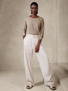 Linen-Blend Long-Sleeve Sweater